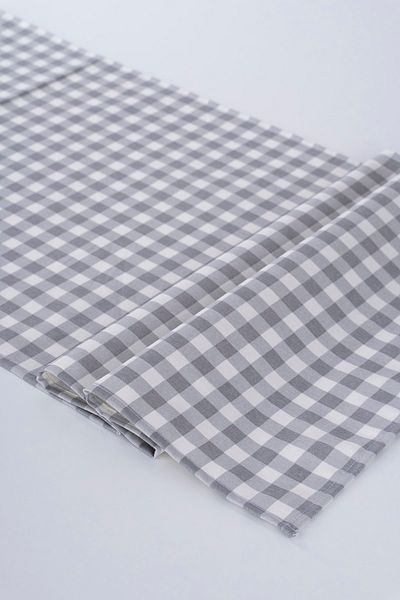 ALTINPAMUK Λινό Runner Stain Resistant Ύφασμα Gingham Grey 40x140