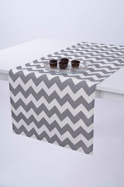 ALTINPAMUK Gray Custom Luxury Runner - Stain Resistant, Water Repellent, Zigzag Fabric 140X40 Runner1020