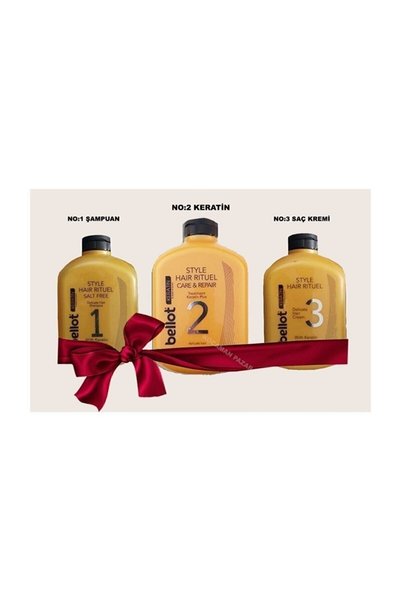 BELLOT Keratin 3 Lü Set Keratin Hair Care Kit (1000 ML*3 PARÇA) Brezilya Fönü