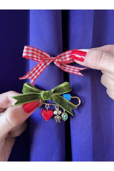 Atelier Çağla Kurdeleli Yaka Broşu Iskoç Iğnesi