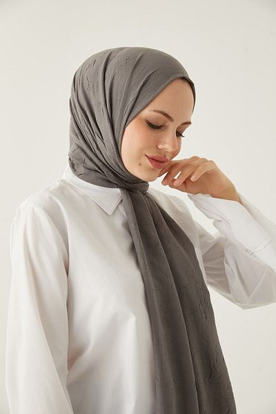 FRESCO SCARFS Γυναικείο Hijab Bamboo Kraş Shawl* Anthracite