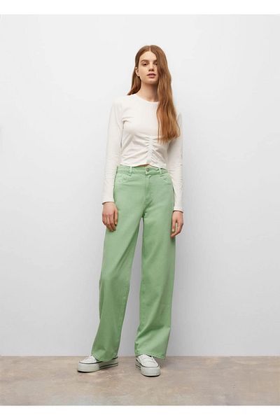 Mango Teen Ψηλόμεσο φαρδύ τζιν