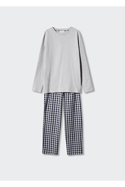 Mango Teen Kareli Uzun Pijama Takımı