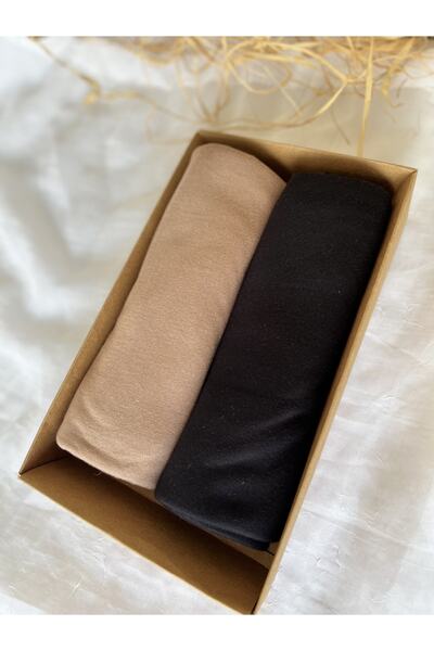 EZ STORE Χτενισμένο βαμβακερό σάλι ανοιχτό καφέ και μαύρο