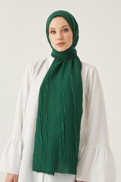 FRESCO SCARFS Γυναικείο Hijab Bamboo Kraş Shawl*Smaragd Green