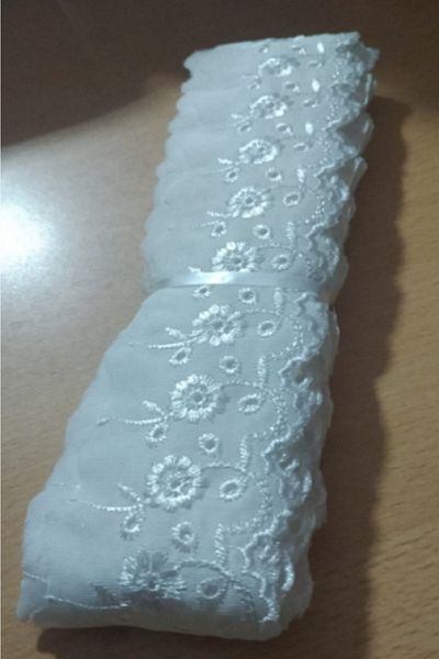 GÜZEL KAMAN Organized Cream Flower Pattern 5.5 Cm 9 Meters Very Tight Quality Beautiful