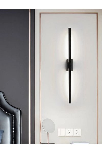 LIGHTMORE Modern Decorative Stick LED Wall Sconce 70 Cm Black Profile (RECTANGULAR rosace) 6500k White Light