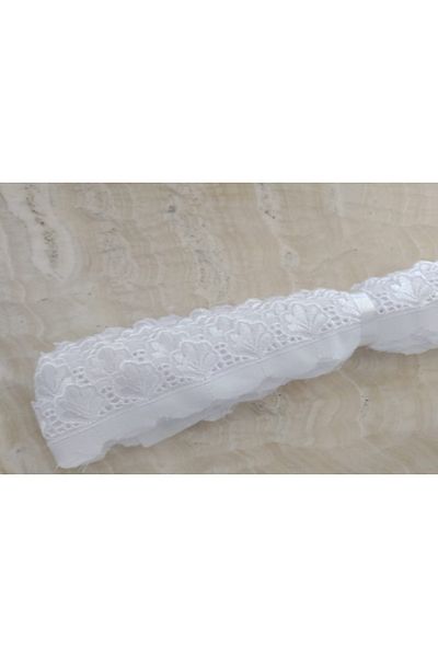 GÜZEL KAMAN Scallop White Patterned 2.3 Cm 9 Meters