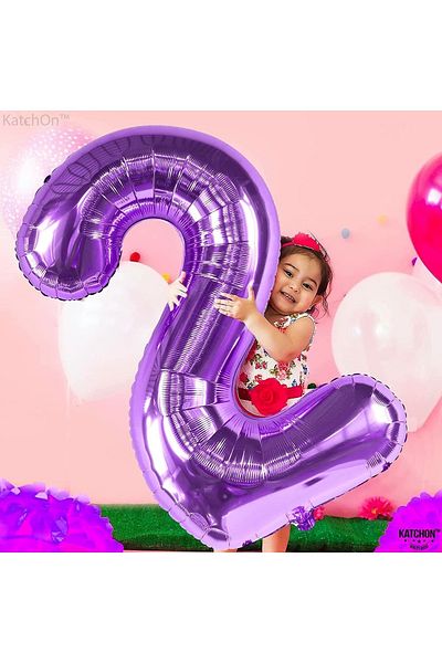 Patladı Gitti 2 Number Purple Foil Balloons 32"-34" Inc 80 Cm