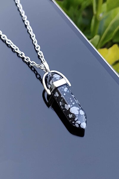 TREND COLLECTİON Onyx Patterned Natural Stone Crystal Women's Necklace