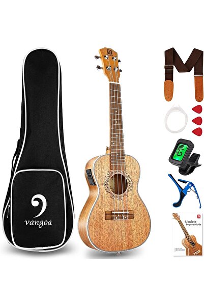 VANGOA Concert Boy Maun Ağacı Elektro Ukulele Ful Set