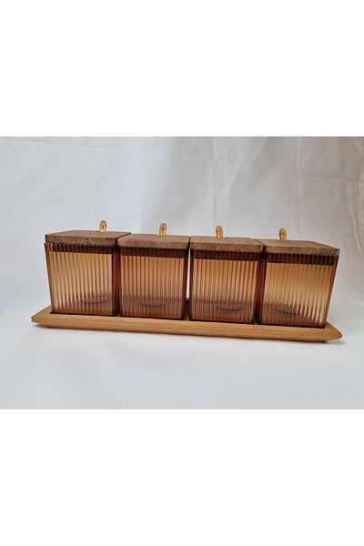 WLLN Lago Striped Spice Rack Set of 4 Amber