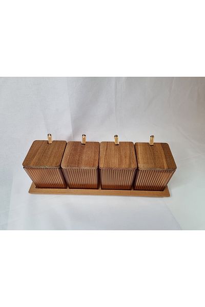 WLLN Lago Striped Spice Rack Set of 4 Amber