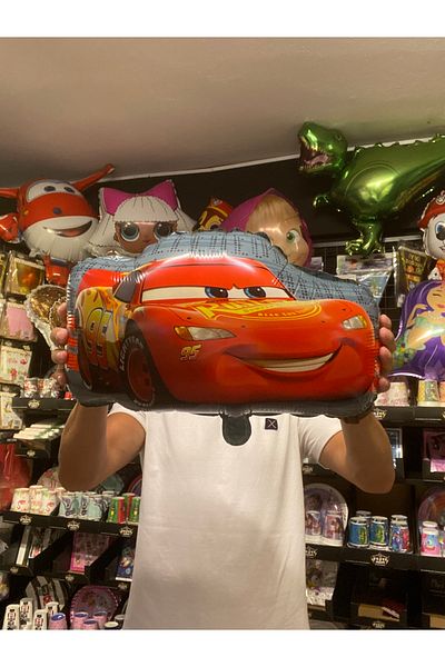 PARTİAVM Lightning Mcqueen Theme Cars Cars Red Happy Birthday Balloon Set with 5 Figures Balloons