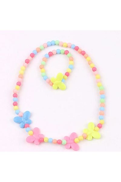 İPAR AKSESUAR Butterfly Figured Children's Necklace Bracelet Set.