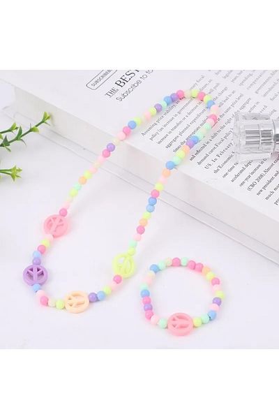 İPAR AKSESUAR Figured Children's Necklace Bracelet Set.