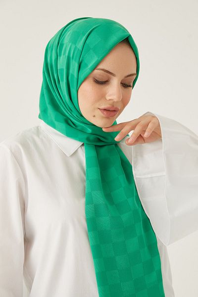 FRESCO SCARFS Γυναικείο χιτζάμπ Μεταξένιο βαμβακερό ζακάρ σάλι*benetton πράσινο