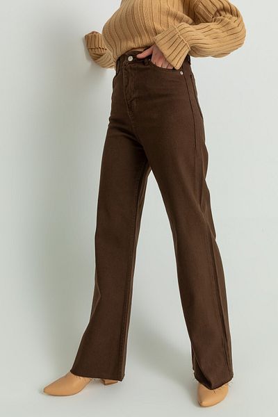 ELLEGANT Full Moon Women - Lycra Brown, High Waist Palazzo Trousers