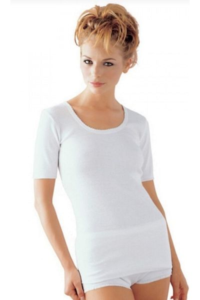Çift Kaplan Short Sleeve White Women's Camisole Undershirt 715