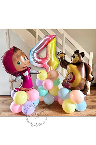 PARTİAVM Licensed Large Size Tongs With Big Bear Balloon Set Tongs Balloon An...