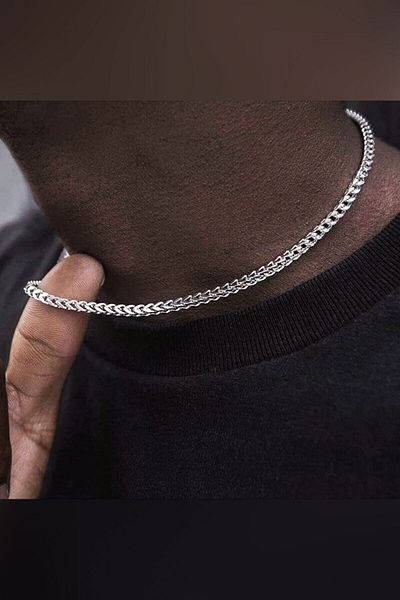 The Collection Fox Tail Men's Steel Necklace Chain 3mm 55cm