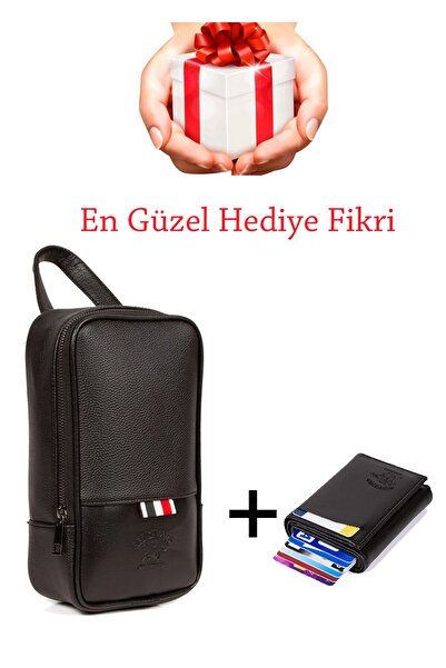 Newish Polo Adelina Erkek Siyah Seyahat Portföy Clutch El Çanta Ve Mekanizmal...