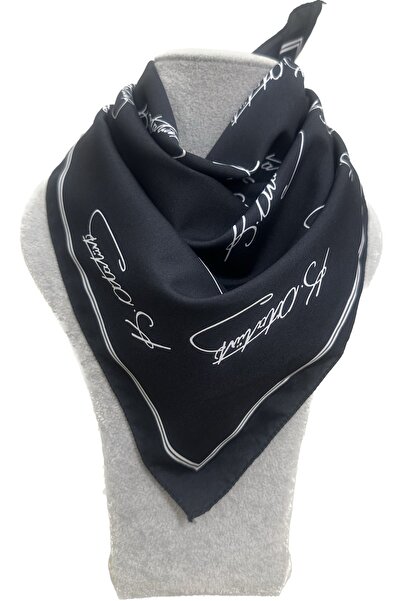 sema aksesuar Ataturk Signed Square Black Satin Bandana Scarf - April 23