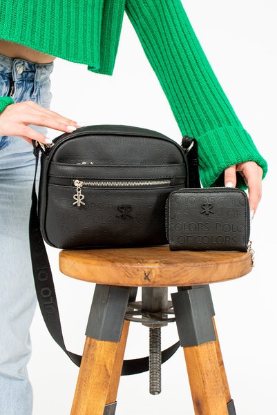 ImPolo Esta Nora Black Women's Combination Bag and Wallet Bag 21x27 Wallet 10...