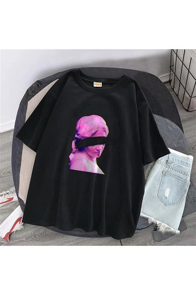 Touz Unisex Μαύρο Oversize T-shirt - Eyeless Art