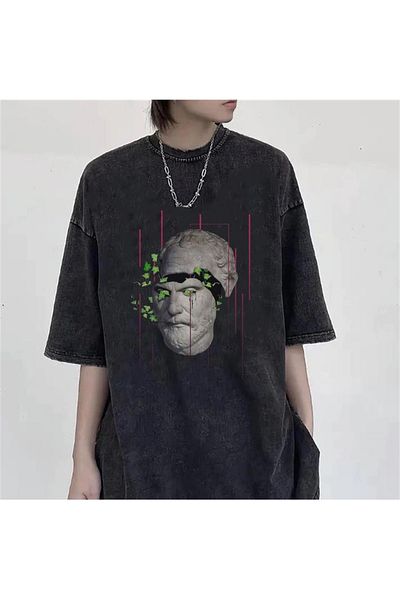 Touz Πλένεται Sculpture Art & Leaves Unisex Vintage T-shirt