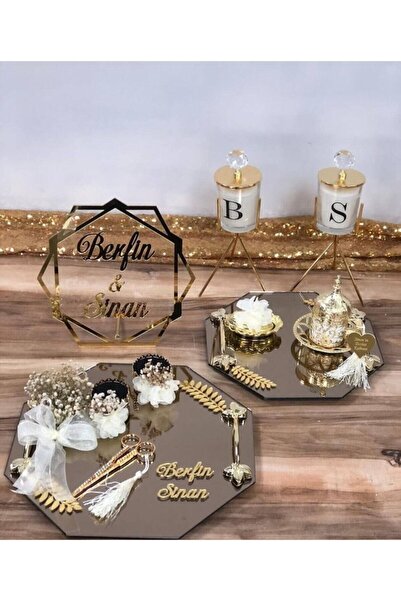 Cyz Home Σετ δίσκου υποσχετήσεων, δίσκος δαχτυλιδιών, σετ καφέ γαμπρού και πι...