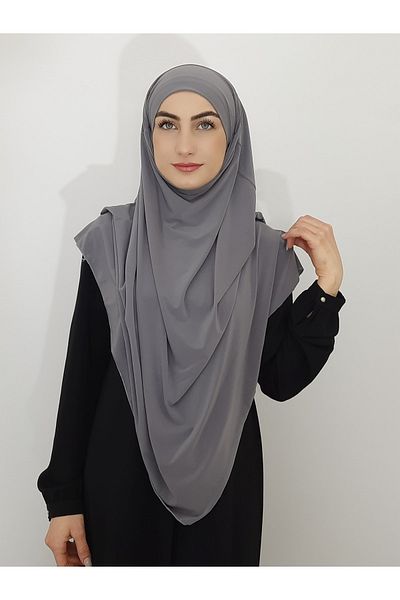 R&S modibone Souffle Ready Tied Large Scarf Suitable for Hijap Hajj Umrah Sandy Fabric Gray