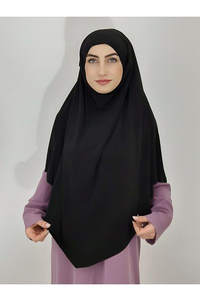 R&S modibone Souffle Ready Tied Large Scarf Suitable for Hijap Hajj Umrah Sandy Fabric Black Color