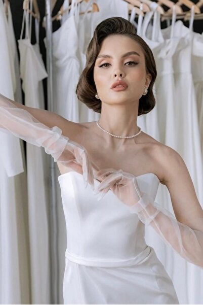 Bontex Accesoriu de mireasă, costum alb până la cot, mănuși pentru mireasă – ...