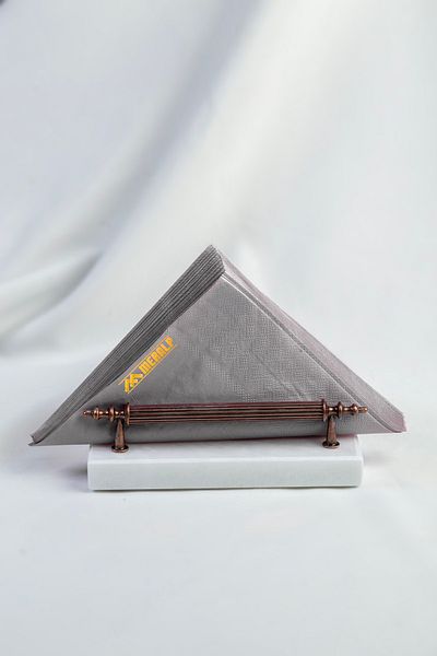 MERALP Napkin Holder Hagia Sophia Gold Real Marble, Metal Profile Handle