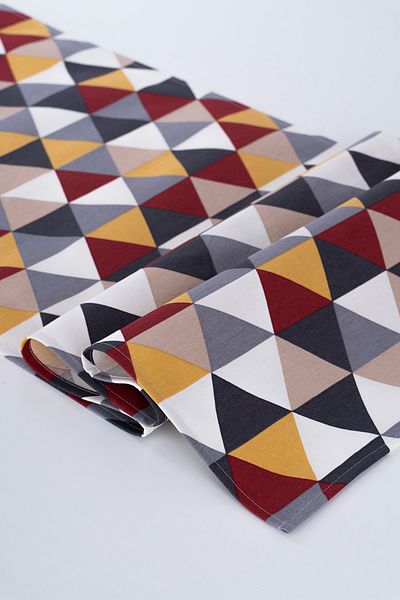 ALTINPAMUK Linen Runner Stain Resistant Fabric Triangle Mustard 40x140