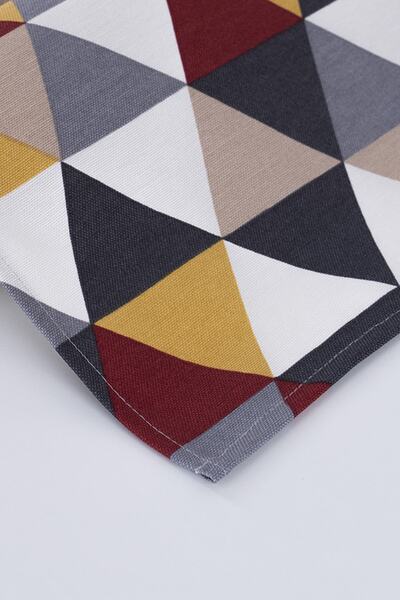 ALTINPAMUK Linen Runner Stain Resistant Fabric Triangle Mustard 40x140