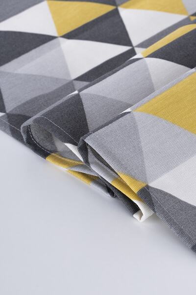 ALTINPAMUK Linen Runner Stain Resistant Fabric Gray Yellow Triangle 40x140