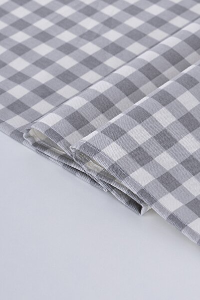 ALTINPAMUK Linen Runner Stain Resistant Fabric Gingham Gray 40x140
