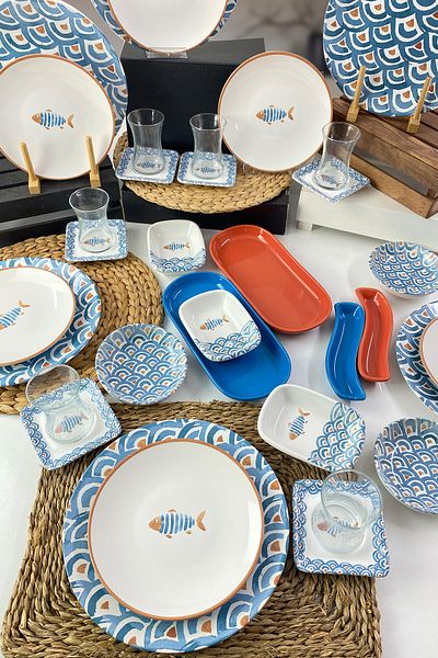 Keramika Marine 34 Piece Breakfast Set for 6