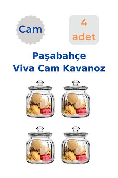 Paşabahçe 4 Pieces Viva Glass Jar Food Storage Container 4x900 Cc