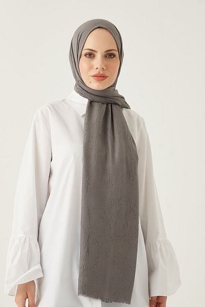 FRESCO SCARFS Γυναικείο Hijab Bamboo Kraş Shawl* Anthracite