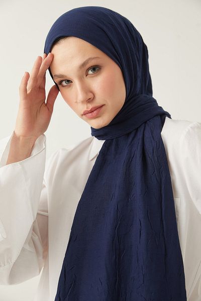 FRESCO SCARFS Γυναικείο Hijab Bamboo Kraş Shawl*σκούρο μπλε