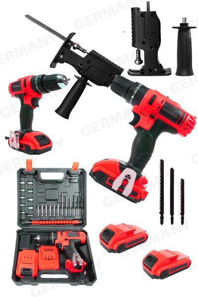 SCHUTZENGER Prof 2'li Set 88vf Şarjlı Vidalama 24 Parça Darbeli Setli Akülü V...