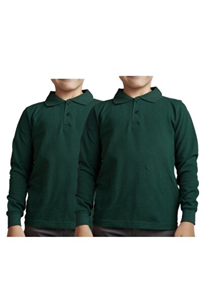 FATELLA Унисекс детска младежка поло блуза с дълъг ръкав, редовна кройка, едн...