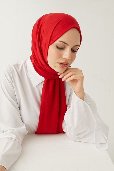 LOSYANA Bamboo Kraş Shawl Red