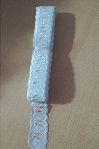 GÜZEL KAMAN Scallop White for Intermediate Ribbon Passing 2.5 Cm 9 Meters Very Tight Quality Beautiful