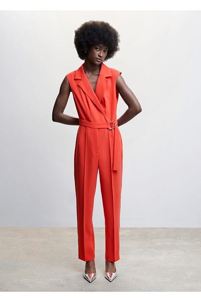 MANGO Woman Ολόσωμη φόρμα με περιτύλιγμα με ζώνη
