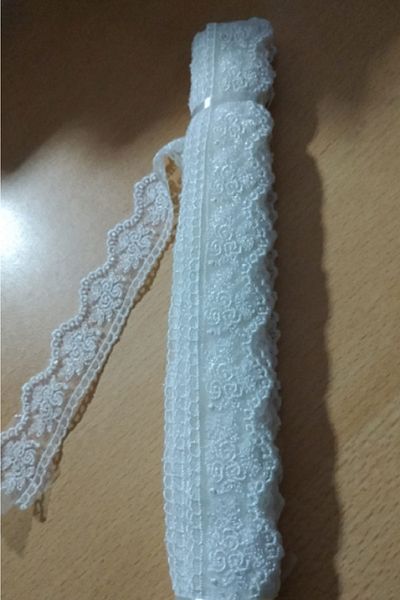GÜZEL KAMAN Organized Cream with Little Roses 3 cm 9 Meters Very Tight Quality Beautiful