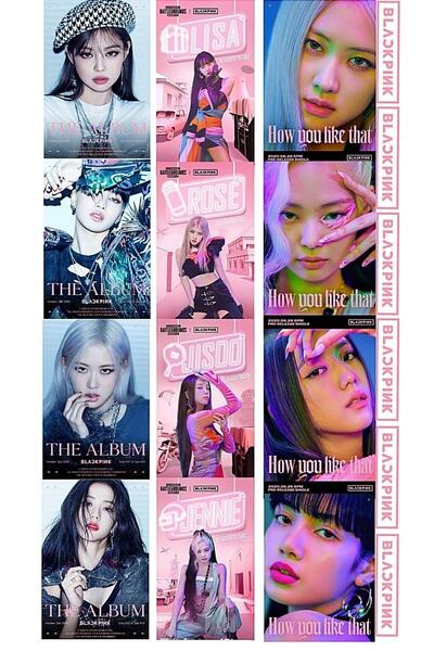 owl bag أسود وردي 12 رقم -kpop- مجموعة بطاقات صور مكونة من 12 قطعة